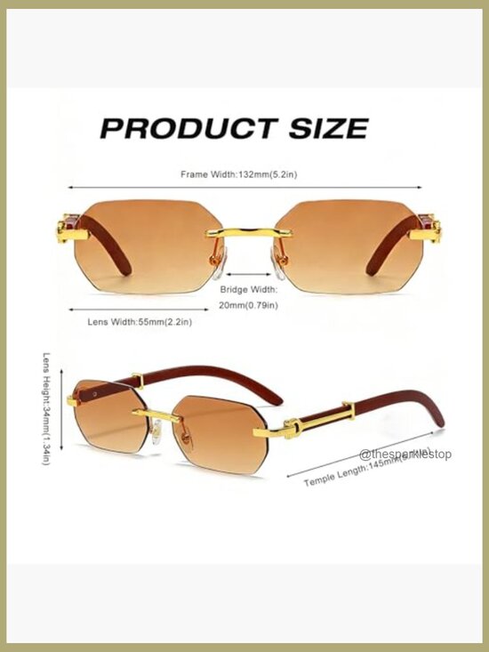 Rimless Rectangle Sunglasses Retro Small Frame Square UV400 Protection Unisex main image 7